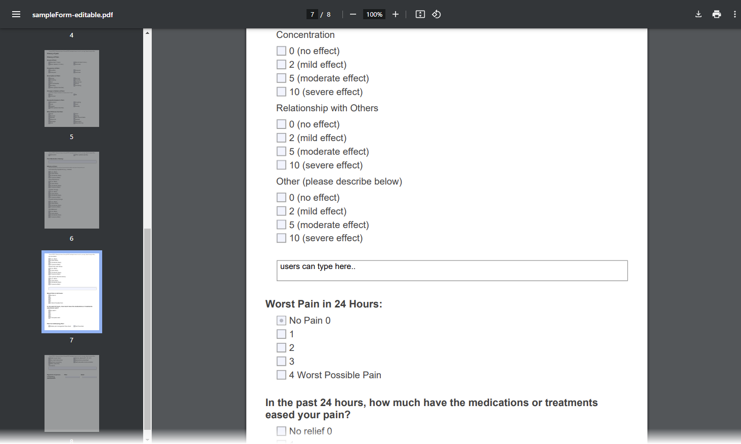 Fillable PDF form